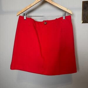 Maeve Bright Red Midi Skirt with Patch Pockets